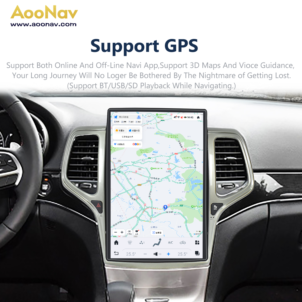 AOONAV 14.4" GPS Navigation Carplay Car Radio Touch Stereo Screen Multimedia Player For Jeep Grand Cherokee 2014-2020 Head Unit
