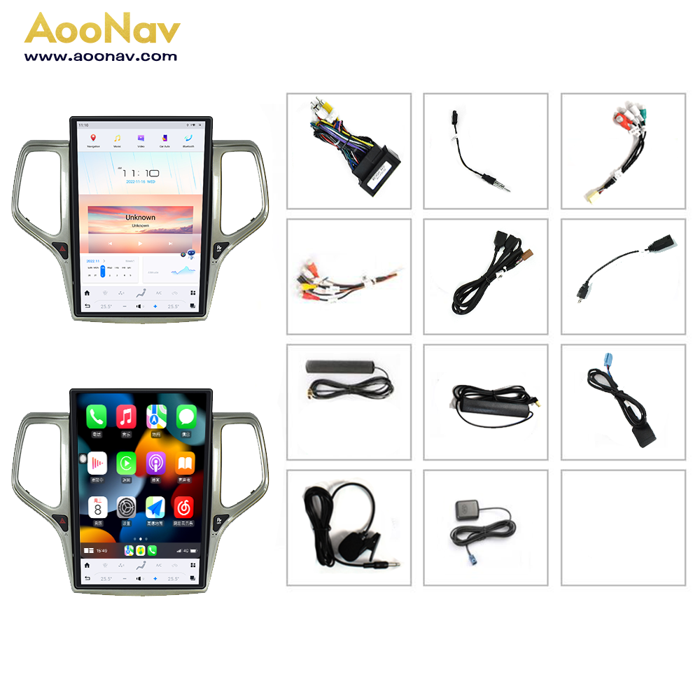 AOONAV 14.4" GPS Navigation Carplay Car Radio Touch Stereo Screen Multimedia Player For Jeep Grand Cherokee 2014-2020 Head Unit