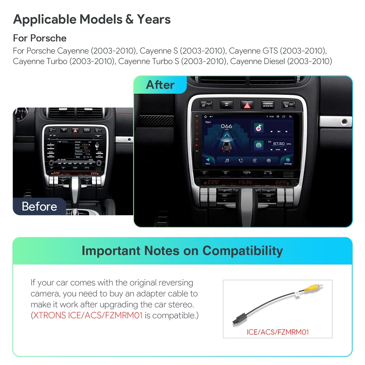 XTRONS 9 Inch Android 13 64GB Car Radio For Porsche Cayenne Android Screen Carplay 4G LTE Navigation GPS Car DVD Player