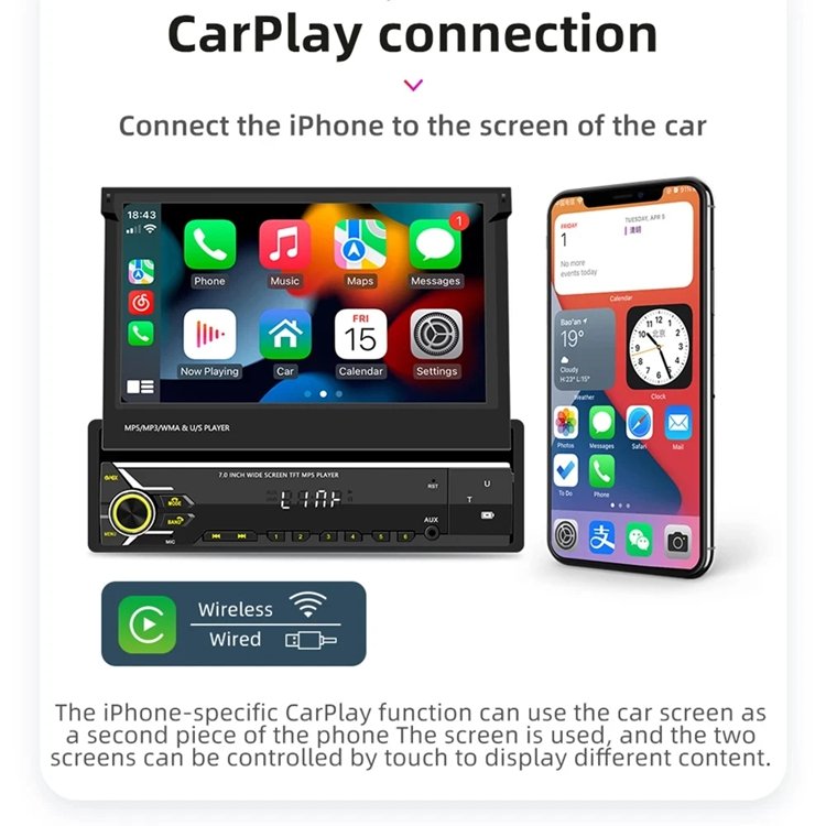 Factory Price 7 Inch Retractable Car DVD Player Universal Car Stereo Radio System MP5 Player With BT Wifi GPS
