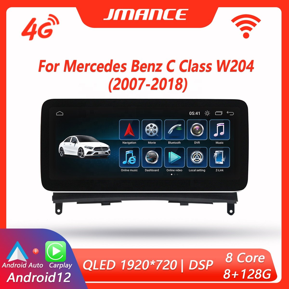 Jmance 10.25 inch 8 Core Car Radio 4G Android Auto Carplay 2 Din GPS Navigation For Mercedes Benz C Class W204 2007-2018