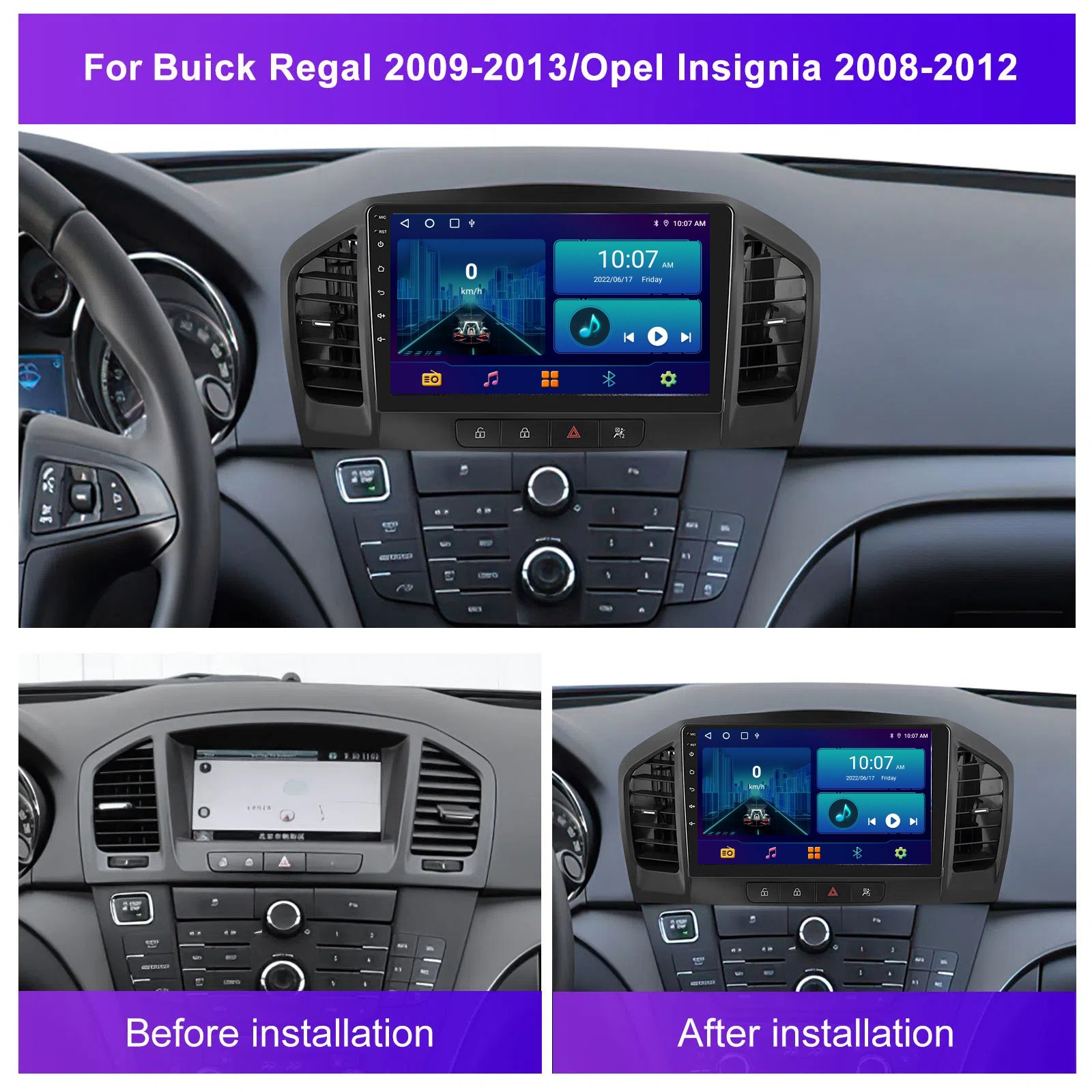 9/10inch touch screen multimedia Navigation DVD player Buick Regal 2009-2013 Car Radio car android