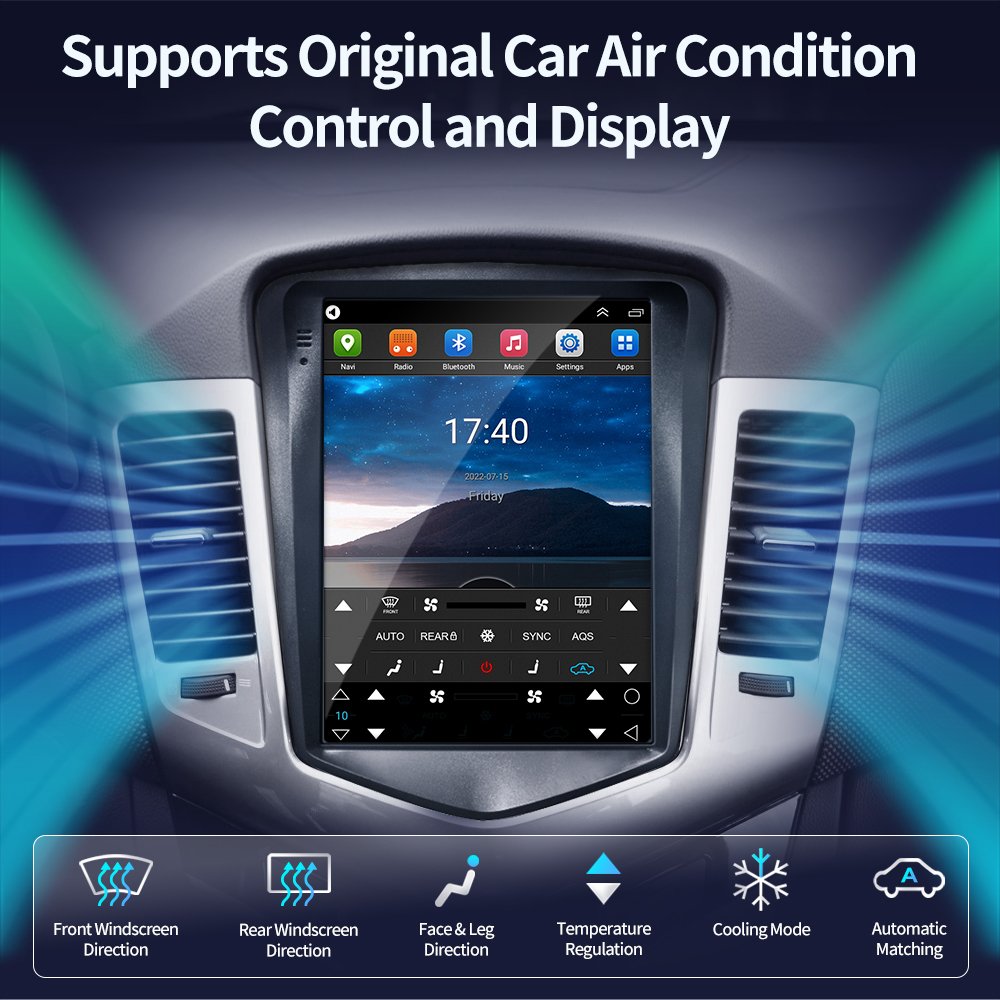 9.7 Inch Car DVD Player Android Car Stereo for Chevrolet Cruze 2008-2012 Carplay Android Auto Car Radio Work QLED
