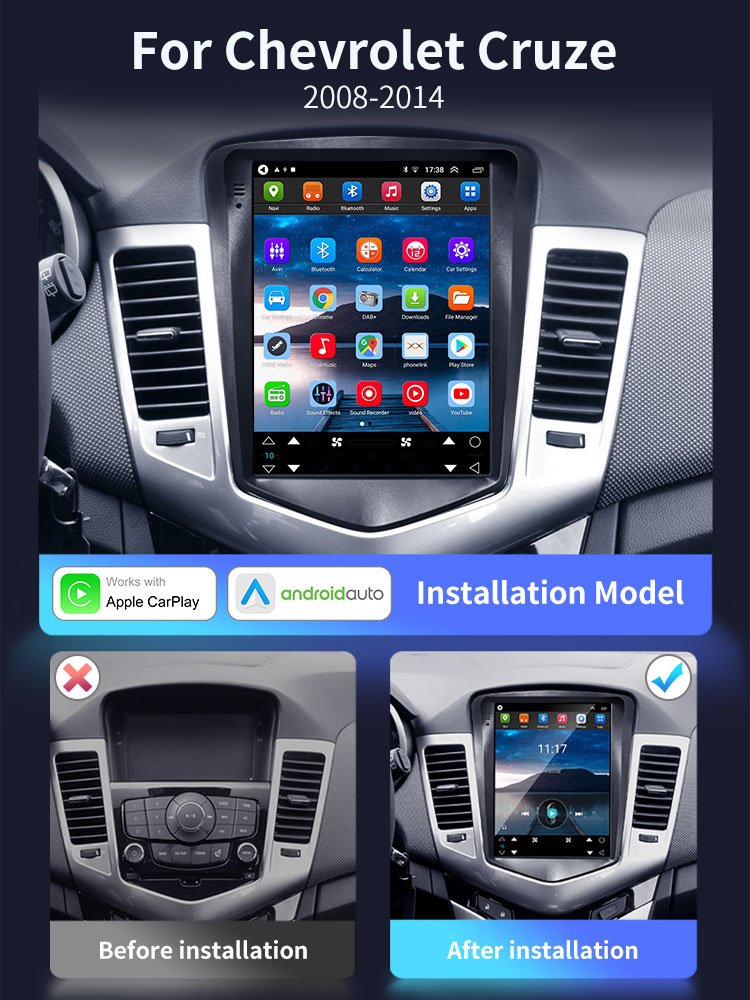 9.7 Inch Car DVD Player Android Car Stereo for Chevrolet Cruze 2008-2012 Carplay Android Auto Car Radio Work QLED