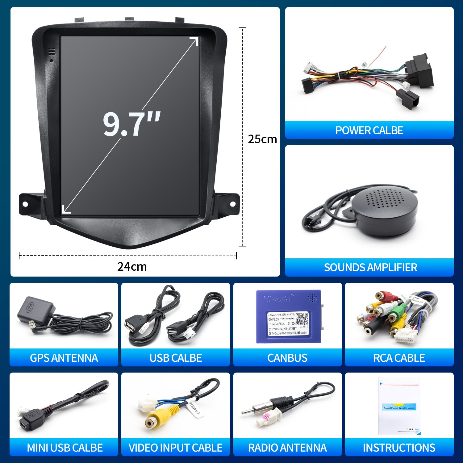 9.7 Inch Car DVD Player Android Car Stereo for Chevrolet Cruze 2008-2012 Carplay Android Auto Car Radio Work QLED