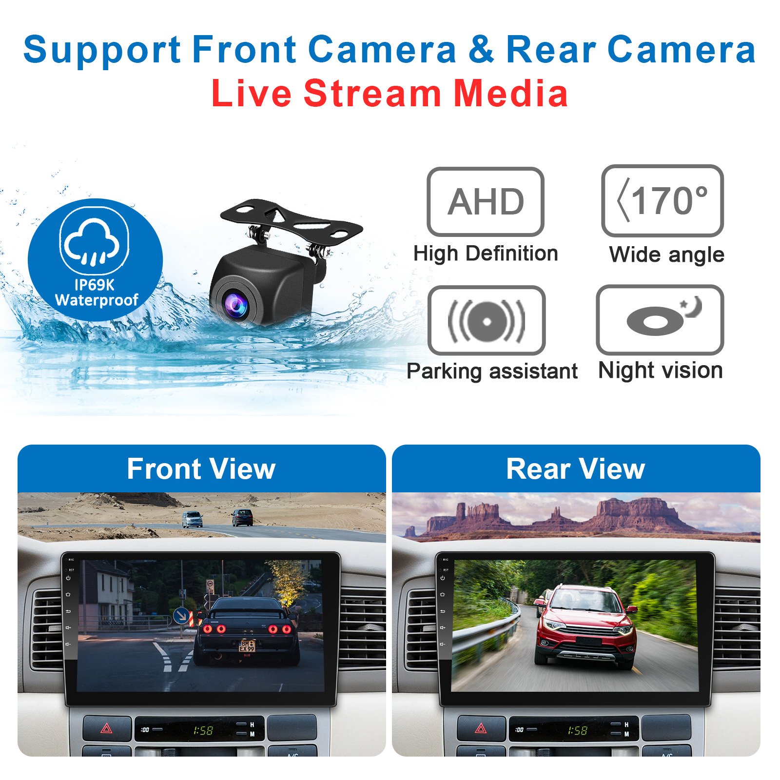 Car Stereo Car Radio Auto Radio Car MP5 Player 7" Touch Screen BT USB FM AUX SD Rear View Camera