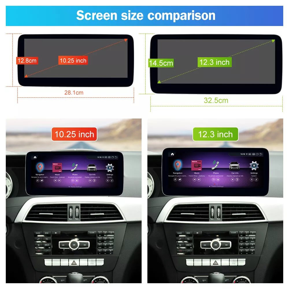 10.25 inch Android 13 Car DVD Stereo Radio Player Gps Multimedia with car play For Mercedes Benz C Class W204 2011-2014 NTG4.5