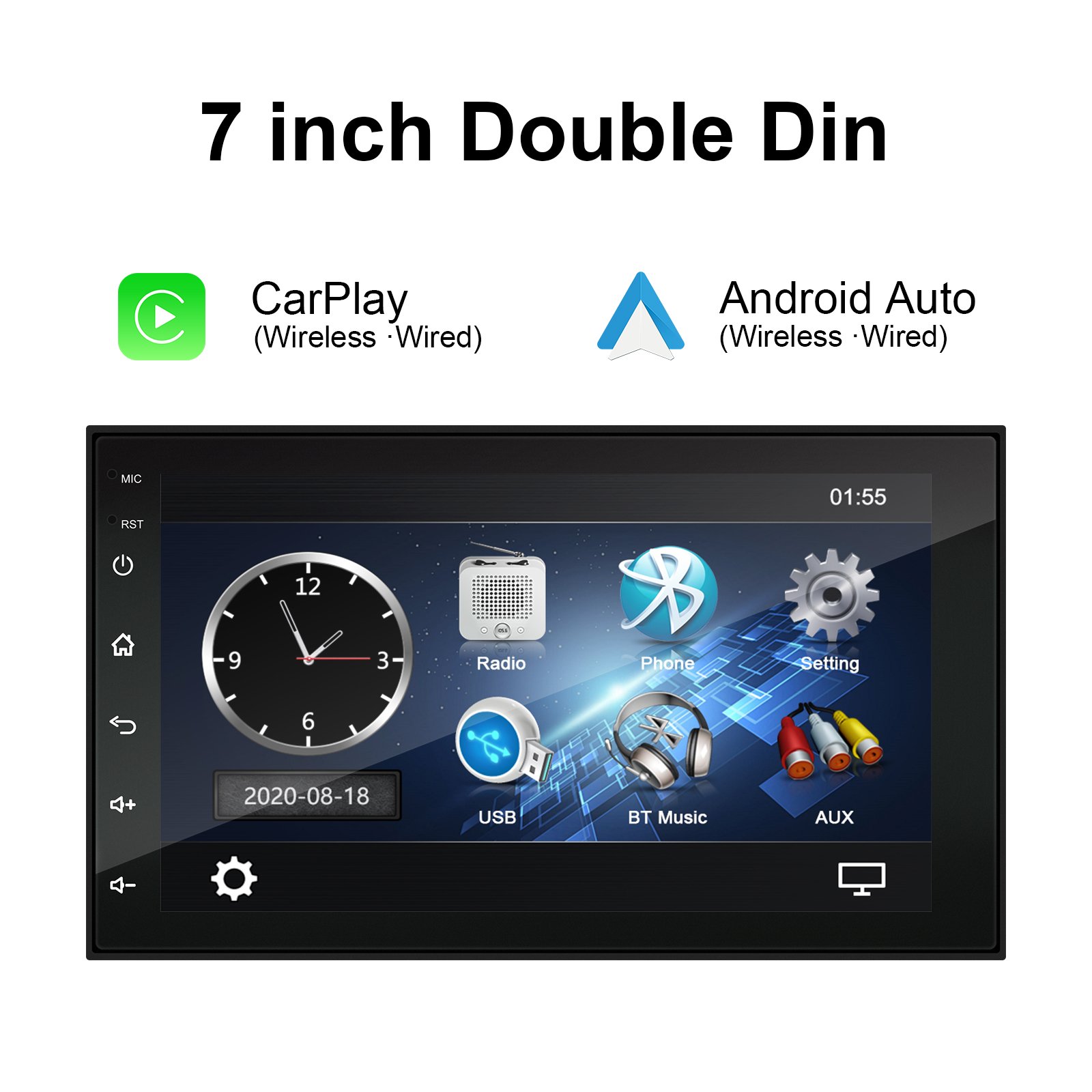 Factory in stock Universal 7inch double din linux carplay android auto car dvd player