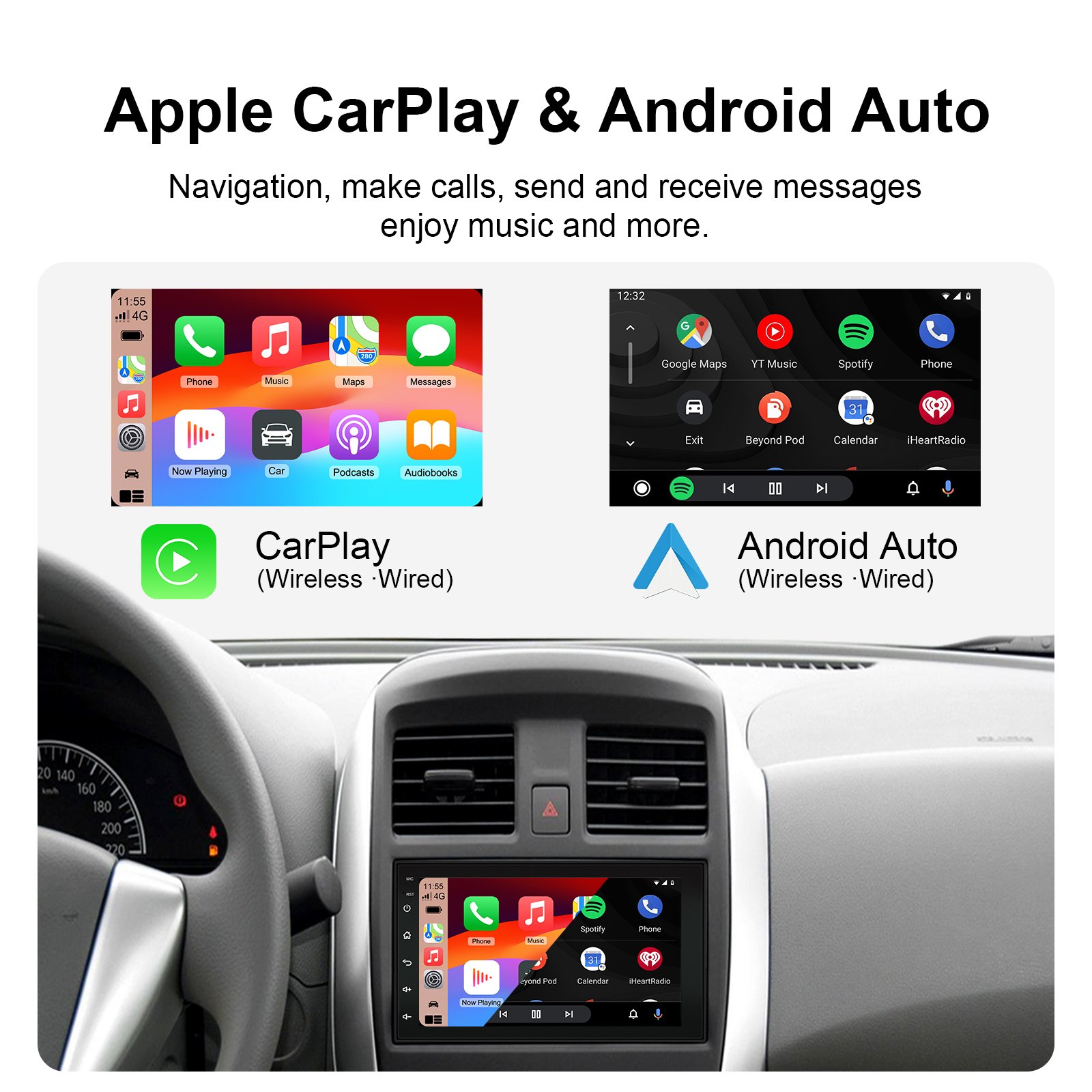 Factory in stock Universal 7inch double din linux carplay android auto car dvd player
