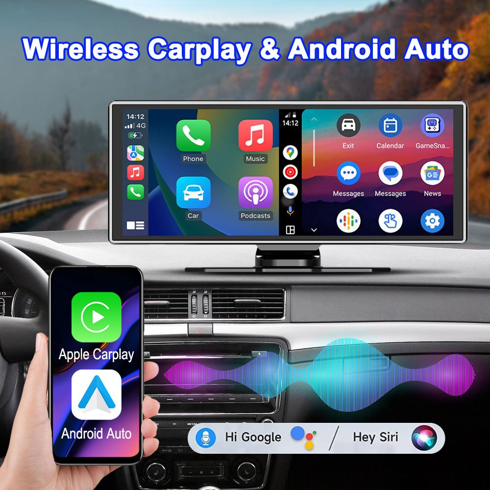 Topnavi 11.26 Inch IPS Touch Portable Car DVR Wireless Carplay Android Auto Portable MP5 Multimedia, Touch Screen Car Radio