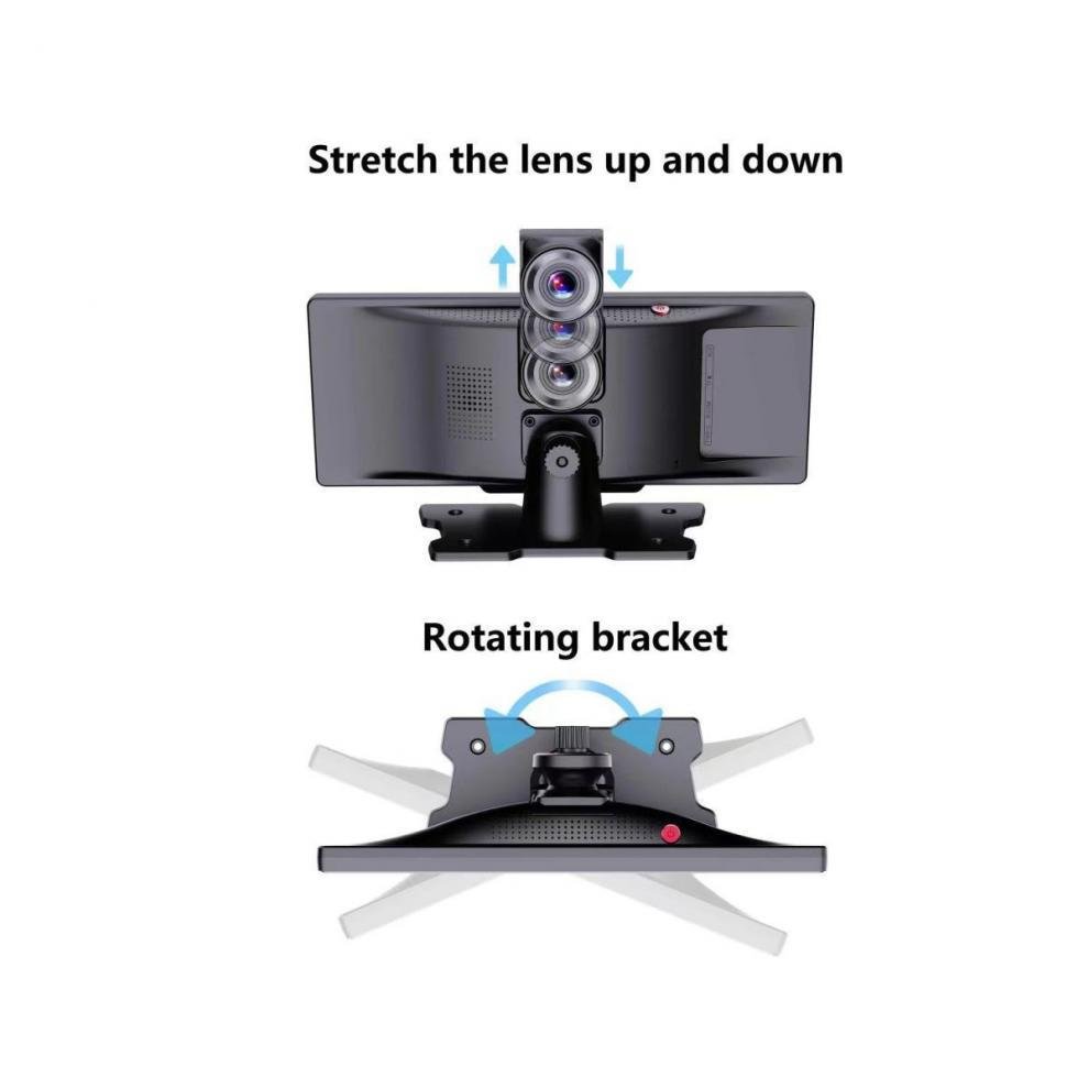 10.26" Ips Touch Screen Portable Mp5 Car Multimedia Video Player Universal Carplay Android Auto Dvr Dash Cam Dual Lens Camera