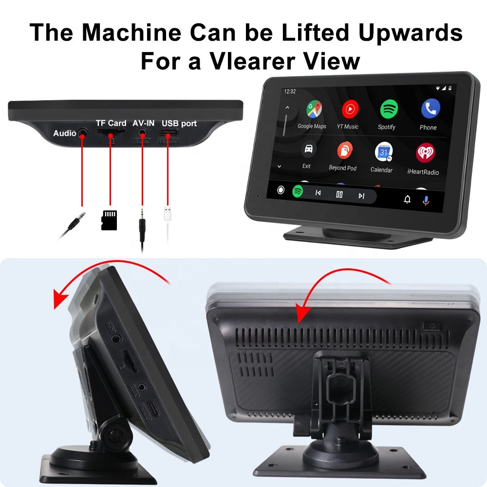 Jmance 7 inch Dashboard 1024*600 Wired Wireless Android Auto BT Wifi Portable CarPlay Player Car Radio With Reversing Camera