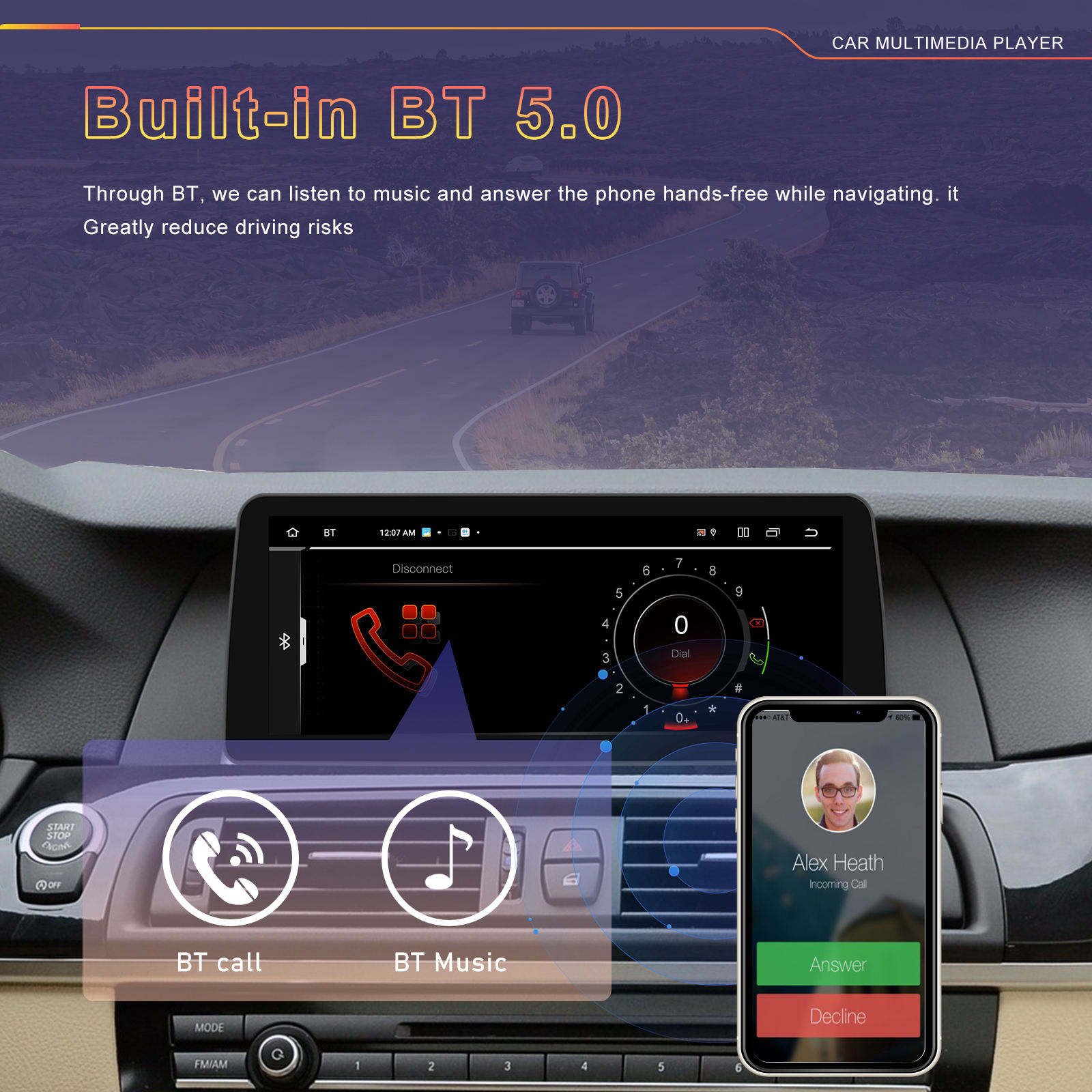 Dashboard 10.33 inch 2+32G Universal Android Car Radio Player with GPS Wifi Carplay Android Car Touch screen