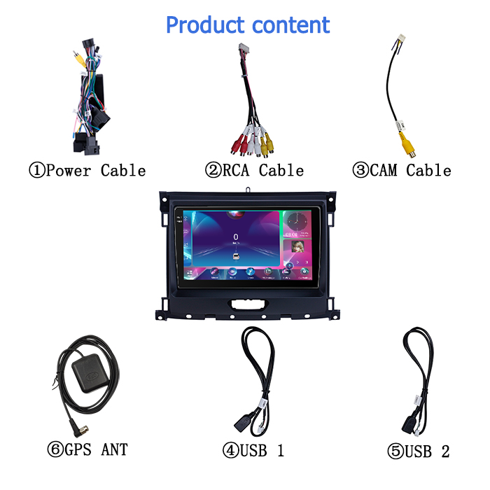 Octa core 4+64GB Auto radio 9 inch 4g lte for Ford Ranger 2018 with GPS WIFI Mirrorlink Android 13 BT WIFI Car DVD Player
