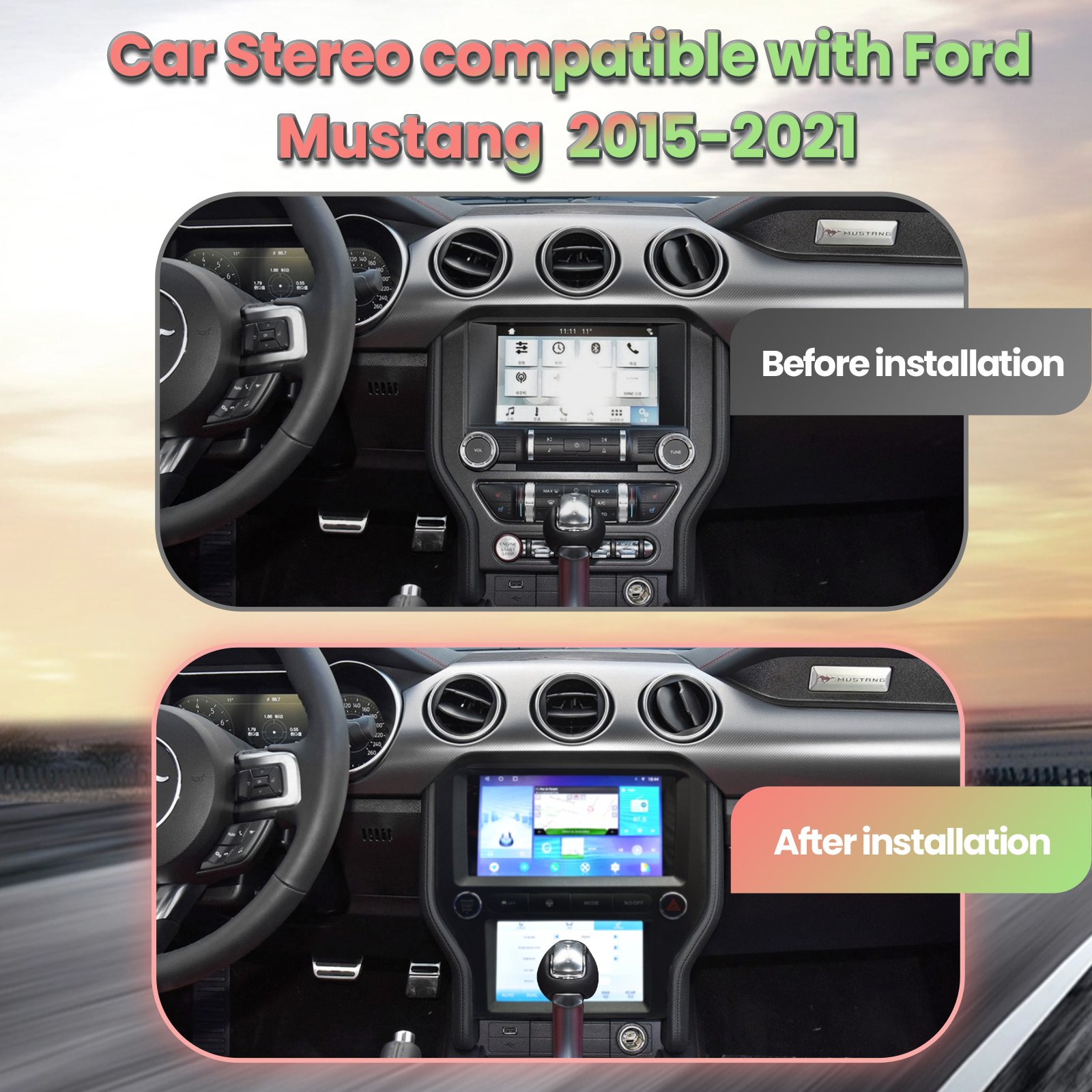 Wifi Car Radio Ford Mustang Car Multimedia Player TS10 Android12 Car Radio Screen 8 Core 5G for Ford Mustang 2015-2021 Support