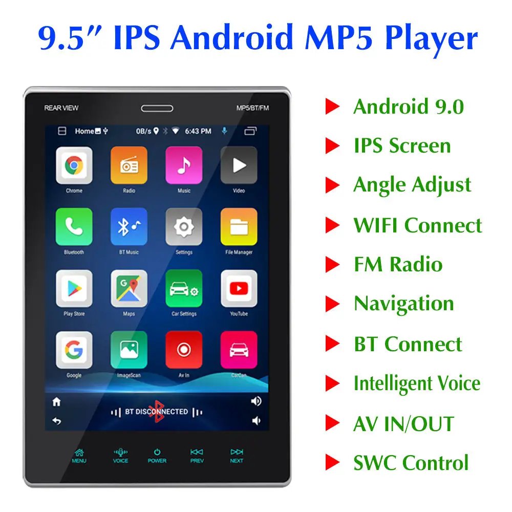 9.5Inch Lcd Tft Car Tv Monitor Gps Navigation Mp5 Dvd Player Radio Auto Android10 2g Universal Double Din Radio