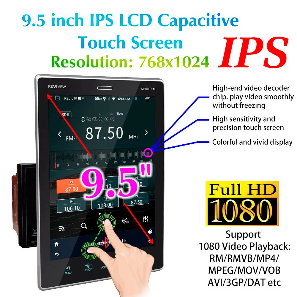 9.5Inch Lcd Tft Car Tv Monitor Gps Navigation Mp5 Dvd Player Radio Auto Android10 2g Universal Double Din Radio