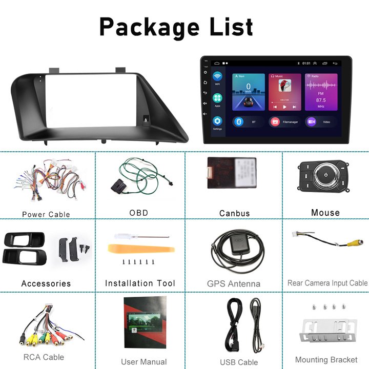 Podofo 9'' 2Din Car Radio Frame Carplay Android Auto GPS RDS HIFI WIFI BT with AHD Camera For Lexus RX270/RX350 2009-2014