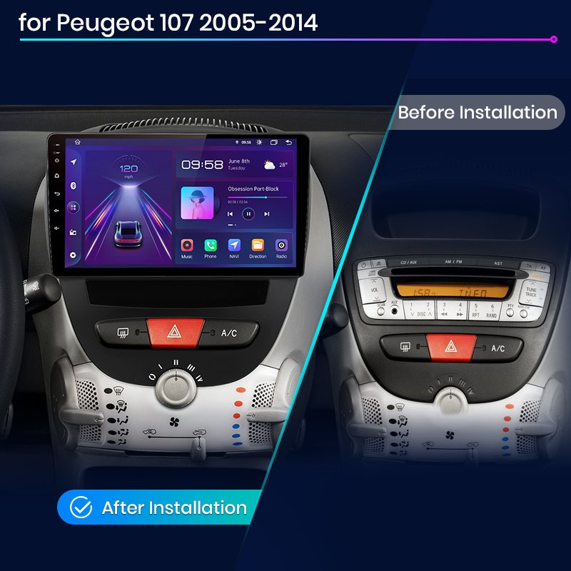 Junsun V1 EU Android Car Radio Navigation For Peugeot 107 Citroen C1 Toyota Aygo 2005-2014 CarPlay Autoradio For Peugeot 107