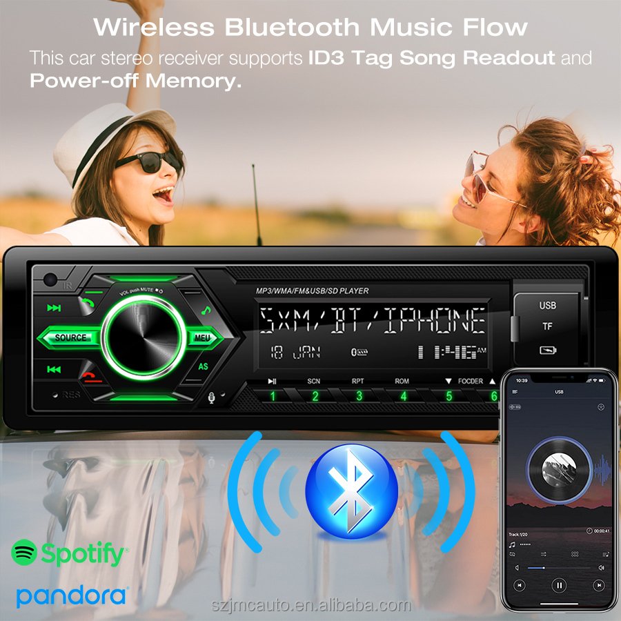 JMC Updated version digital media Receiver 7 colors button changing car radio 1 din car mp3 player audio stereo head