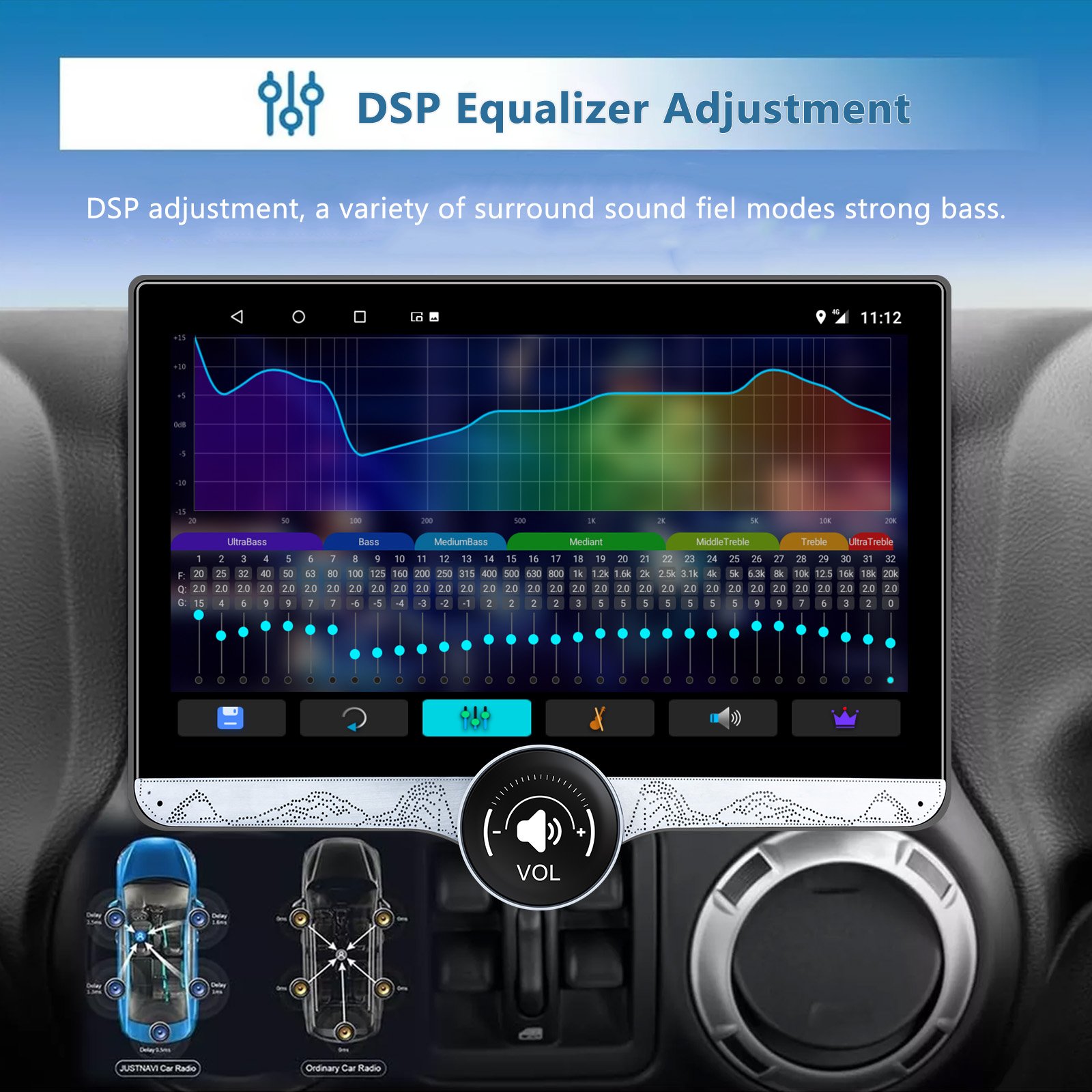 11.5 Inch 2K Screen 8 Core CPU Car DVD Player Diamond Knob Wireless Carplay Working Fast Android Auto Stereo 4G Lte Wifi Radio