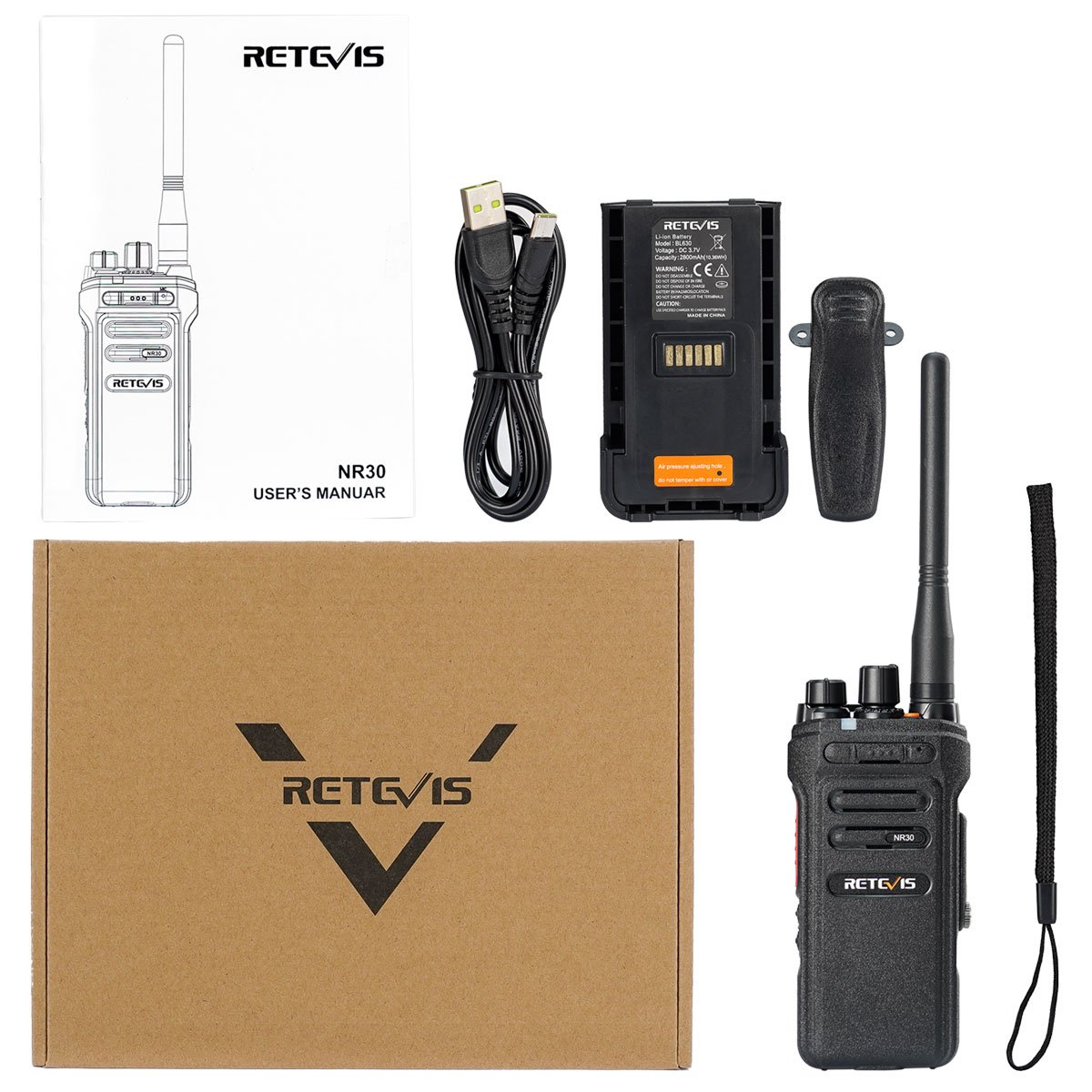 Type-C Charging Bidirectional Electronic Noise Reduction Cancelling Group Call IP67 Waterproof Business Two Way Radio NR30 NR630