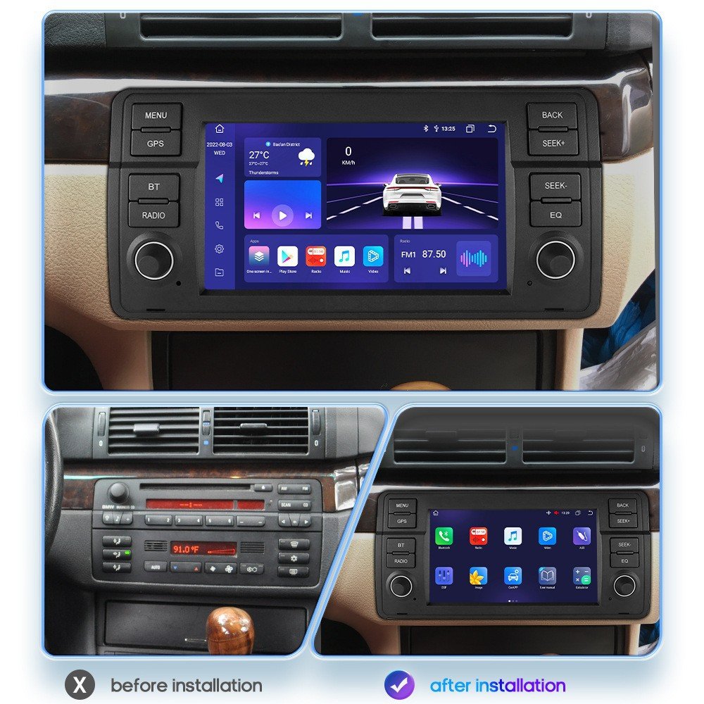 BMW E46 Carplay Mirror Brand New Link Android Auto Car Screens Navigation & GPS Bluetooth 5.0 4G Sim 3 (E46) ADAS DVR Camera