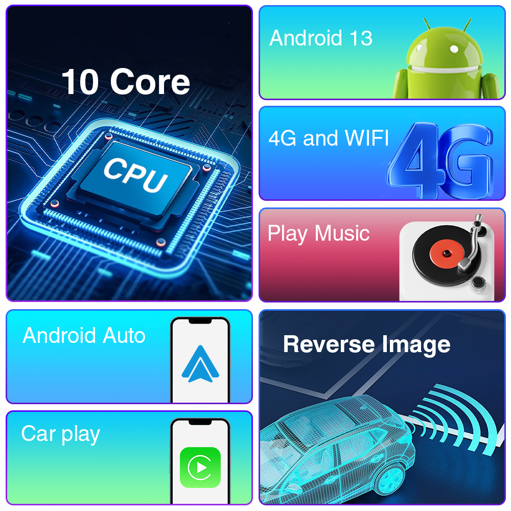 9/10 inch Universal Car Radio Android 13 4G 64G Autoradio Wireless Carplay GPS BT Multimedia Player Smart Car System