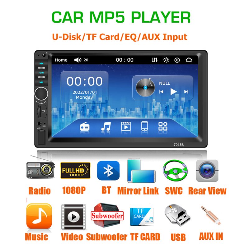 7018 Factory Price Car Touch Screen 7inch 2 Din Multimedia Dvd Player Stereo Monitor Universal With Camera Car Radio