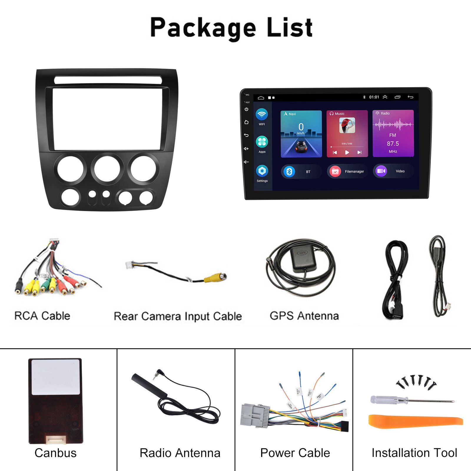 Podofo 9'' Android Car Stereo Multimedia Car DVD Player For Hummer H3 2005-2010 Left-hand Drive Carplay GPS Wifi BT FM RDS
