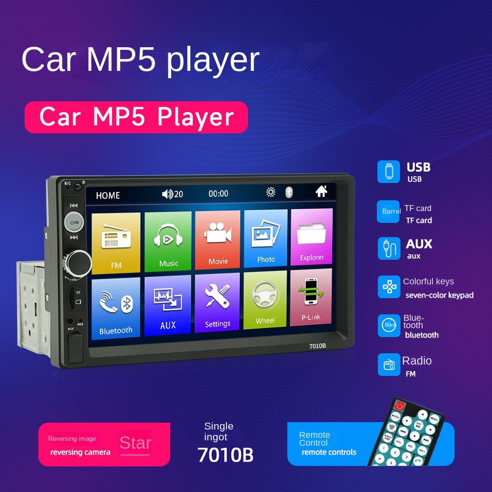 Hot-Selling 7010 Single Ingot MP5 Player Car USB Card Radio with Reversing Image All-in-One Machine for Carplay