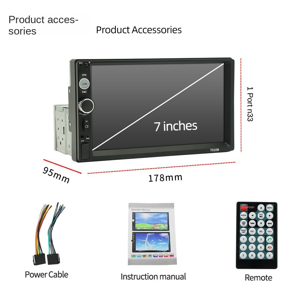 Hot-Selling 7010 Single Ingot MP5 Player Car USB Card Radio with Reversing Image All-in-One Machine for Carplay