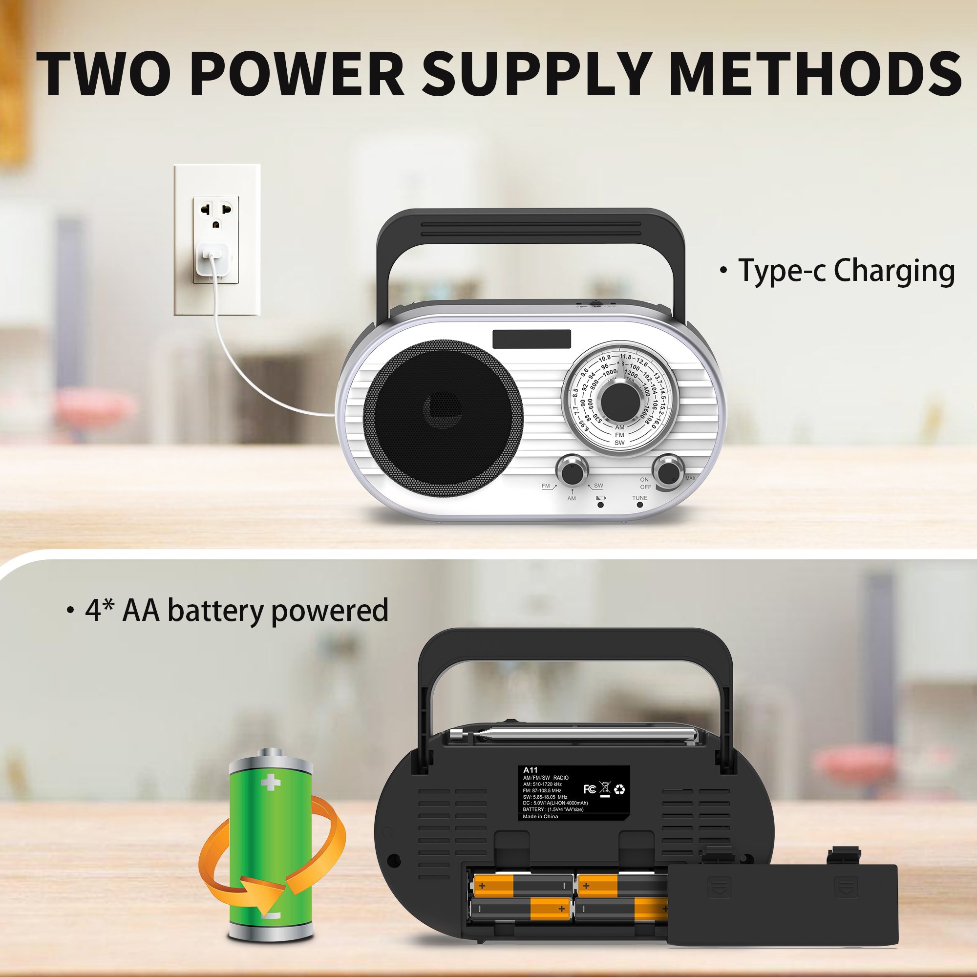 Portable AM FM SW Transistor Digital Radio Powerful Flashlight Powered By 4000 mAh Battery Big Speaker Radio