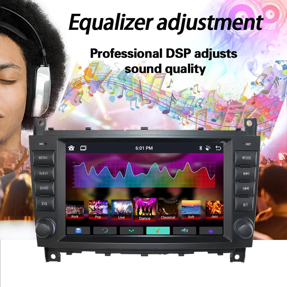 8" Android 13 Auto Carplay Car Multimedia Video Players Radio Bluetooth Gps Navigation For Mercedes Benz C Class W203 Rds Music