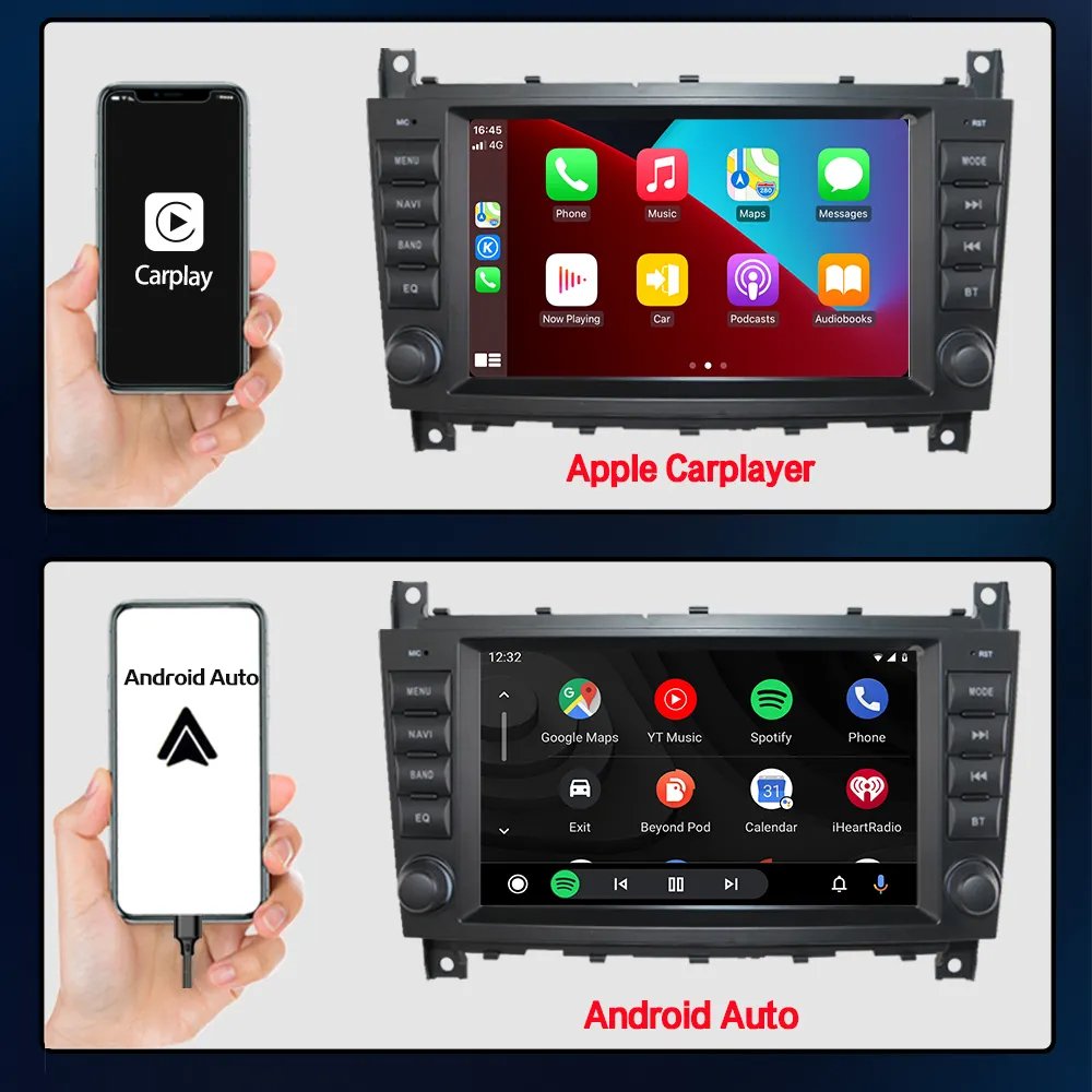 8" Android 13 Auto Carplay Car Multimedia Video Players Radio Bluetooth Gps Navigation For Mercedes Benz C Class W203 Rds Music
