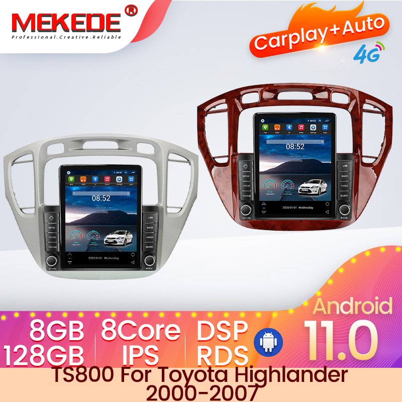 MEKEDE 8core 8+128G 2din stereo android car dvd player for Toyota Highlander 2000 2007 IPS Car-play auto electronics multimedia