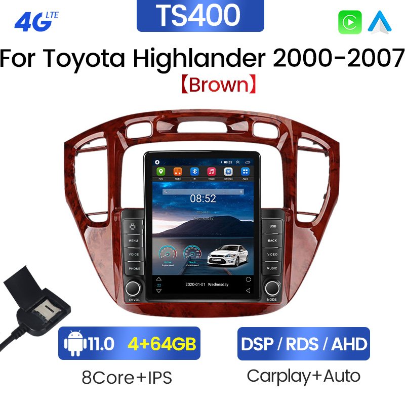 MEKEDE 8core 8+128G 2din stereo android car dvd player for Toyota Highlander 2000 2007 IPS Car-play auto electronics multimedia