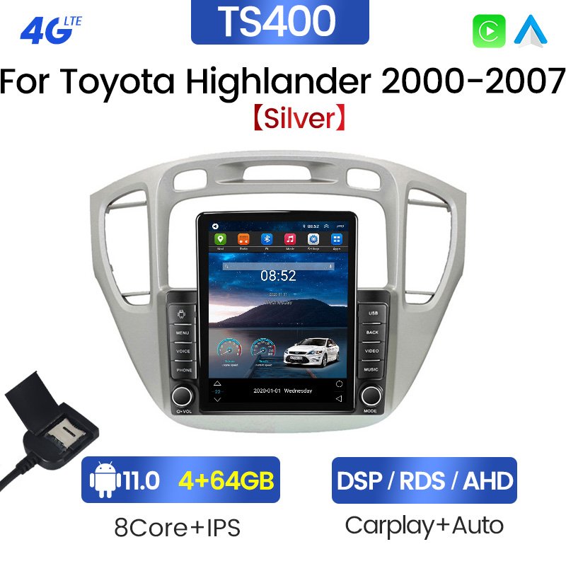 MEKEDE 8core 8+128G 2din stereo android car dvd player for Toyota Highlander 2000 2007 IPS Car-play auto electronics multimedia