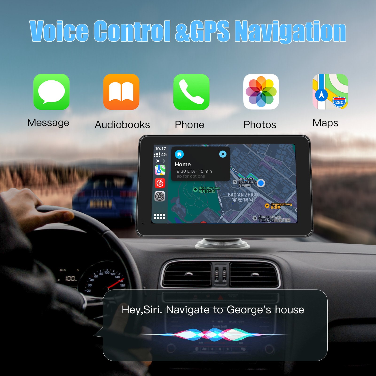 CARABC Wireless Android Auto Airplay Mirror Universal Portable Car Radio 7 Inch Ips Screen touch screen car radio