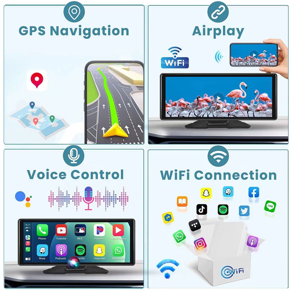 10.26 inch smart carplay screen DVR for car Wireless CarPlay Android Auto FM Transmit Type-c car play monitor mp5 player pnd