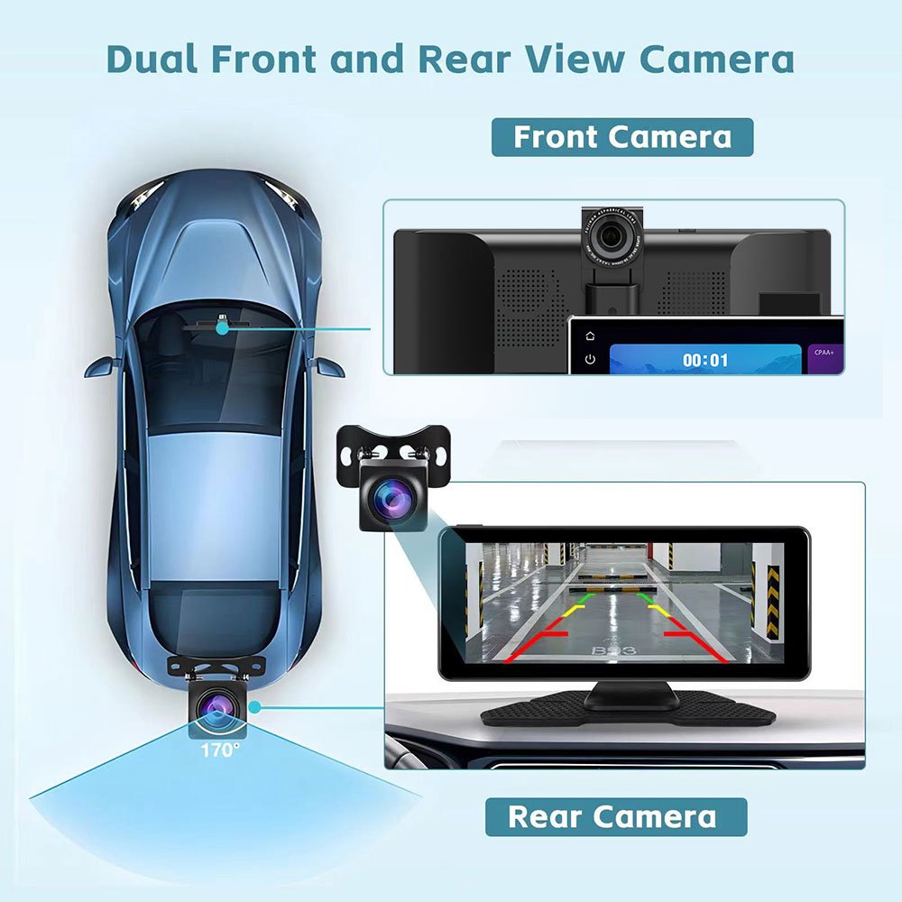 10.26 inch smart carplay screen DVR for car Wireless CarPlay Android Auto FM Transmit Type-c car play monitor mp5 player pnd