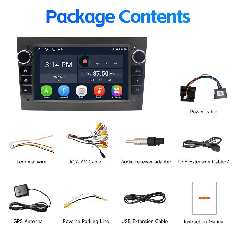 For Opel 2 Din Car Navigation Car DVD Player Android 13 2+32G Carplay Screen WiFi BT FM Opel 2006-2011
