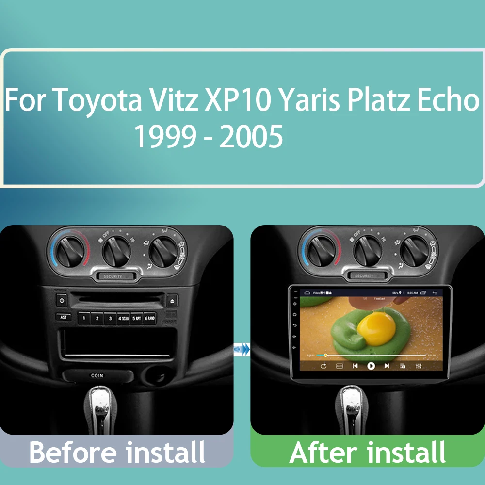 9'' Android Multimedia Car Radio For Toyota Vitz Yaris Echo 1999-2005 Carplay Auto 1280*720P