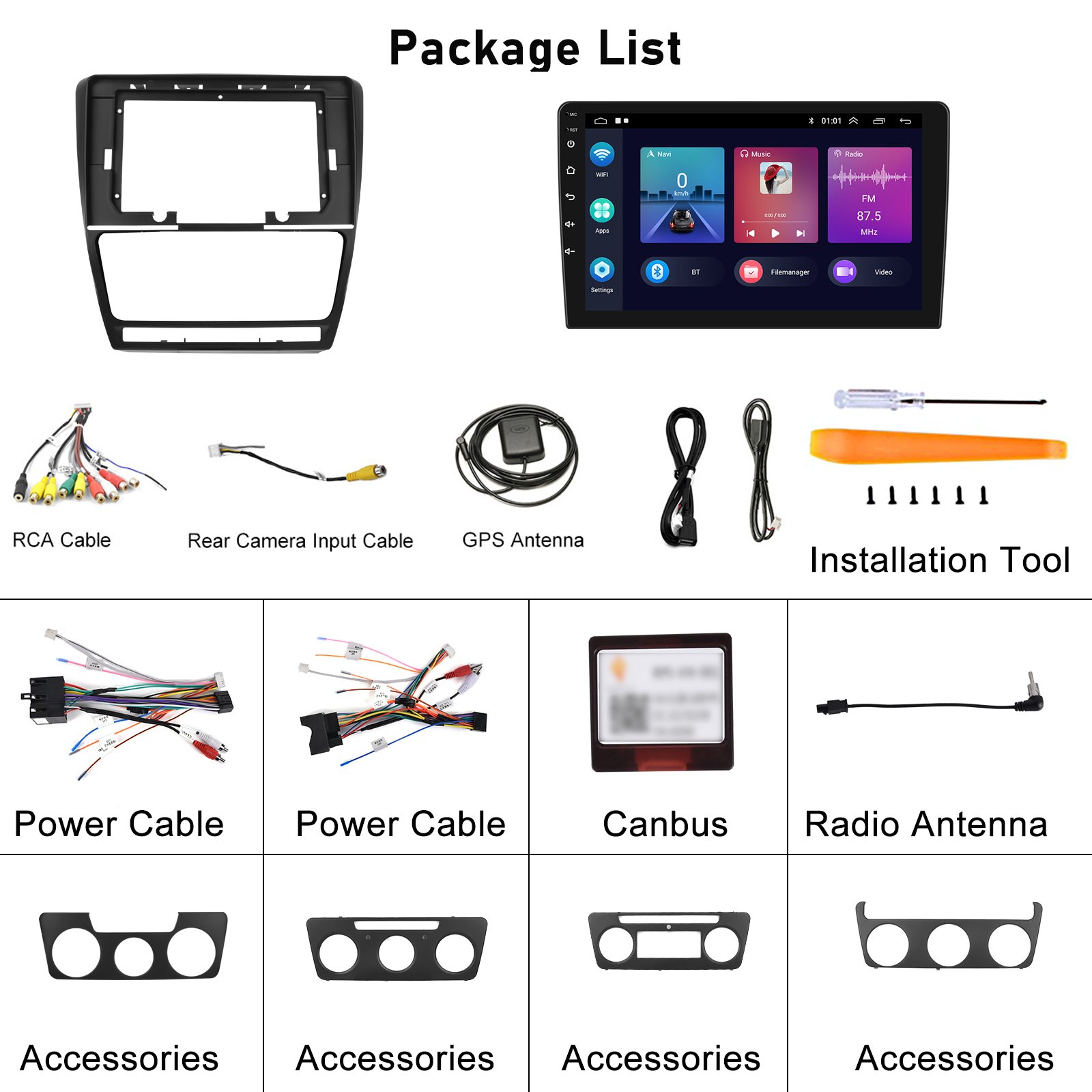 Podofo 2Din 10.1" 1+16/2+32G Wireless CarPlay Car DVD Player GPS WIFI Hifi EQ FM RDS BT Car Radio For Skoda Octavia 2004-2014