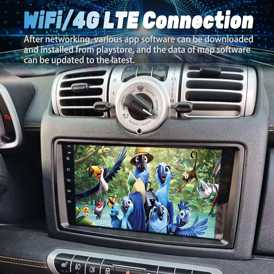 128GB Android 14 AI Voice CarPlay Car Radio Stereo For Benz Smart Fortwo W451 2006-2009 GPS Navi Multimedia Video Player Auto HU
