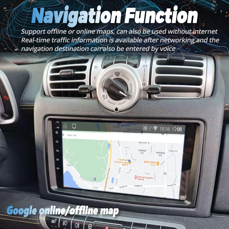 128GB Android 14 AI Voice CarPlay Car Radio Stereo For Benz Smart Fortwo W451 2006-2009 GPS Navi Multimedia Video Player Auto HU