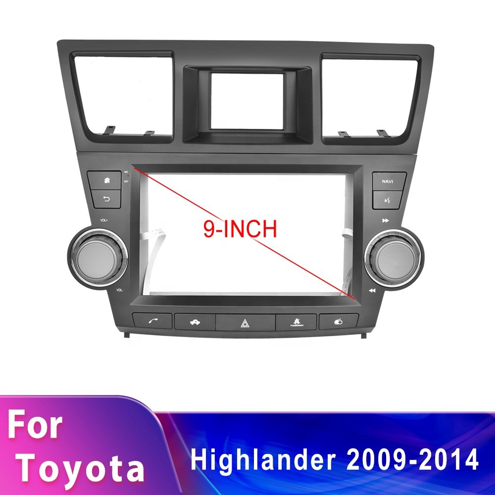 Podofo 9 Inch Car Radio Frame Fascia For Toyota Highlander 2009-2014 Android Player Casing Frame 2 Din Stereo Frame Dash Cover
