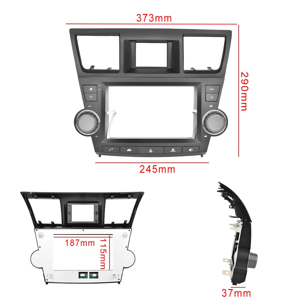 Podofo 9 Inch Car Radio Frame Fascia For Toyota Highlander 2009-2014 Android Player Casing Frame 2 Din Stereo Frame Dash Cover