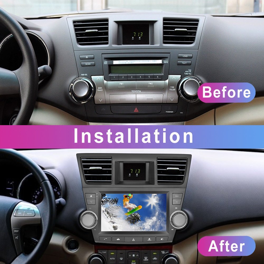 Podofo 9 Inch Car Radio Frame Fascia For Toyota Highlander 2009-2014 Android Player Casing Frame 2 Din Stereo Frame Dash Cover