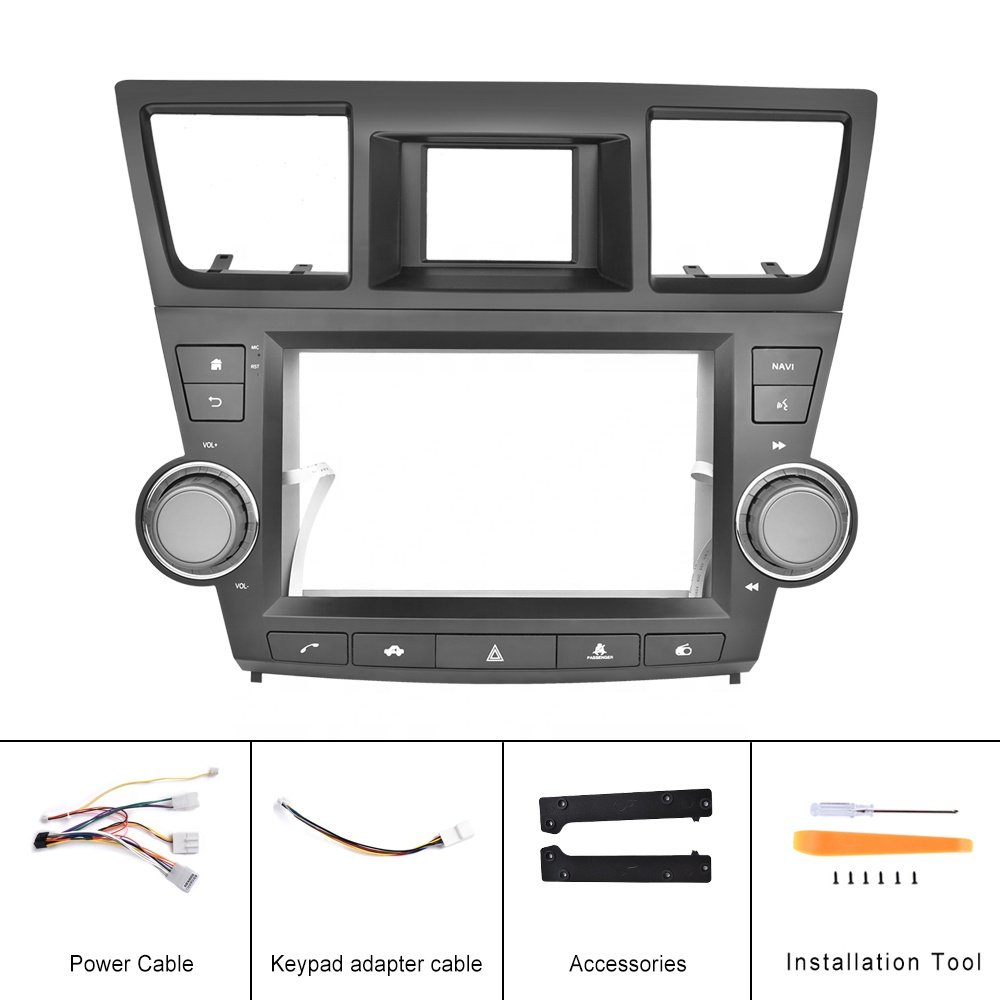 Podofo 9 Inch Car Radio Frame Fascia For Toyota Highlander 2009-2014 Android Player Casing Frame 2 Din Stereo Frame Dash Cover